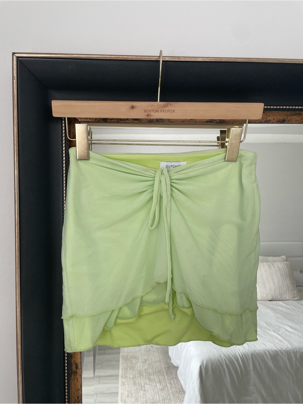 OUTCAST Lime Green Tie-Front Crop Top & Skirt Set - Picture 5 of 8